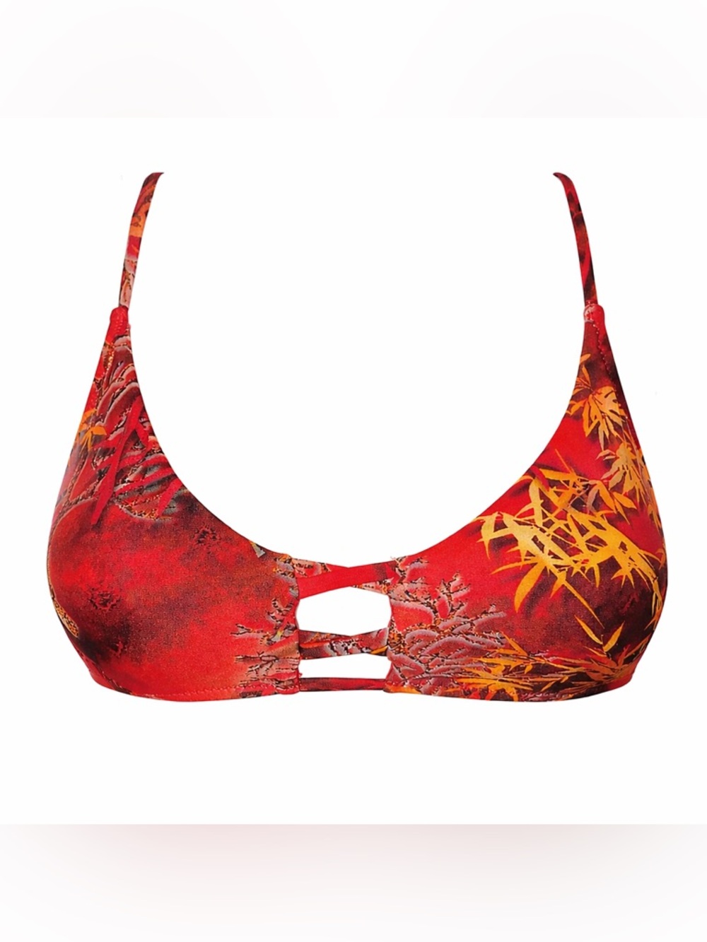 🔥🌴 Fiery tropical-print bikini top by Colloyes | SIZE MEDIUM